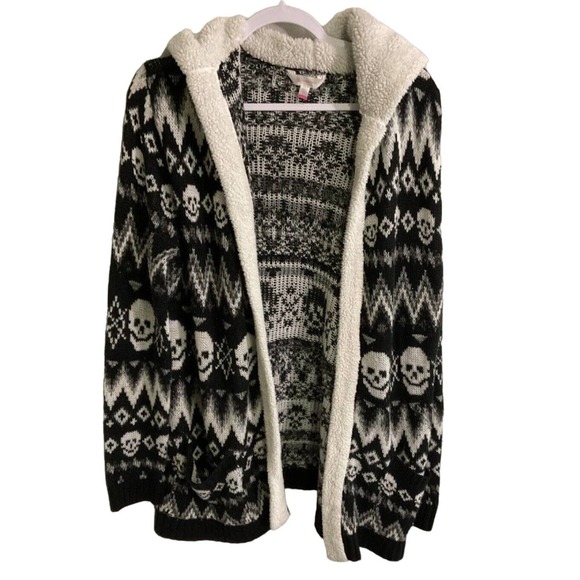 No Boundaries Sweaters - CARDIGAN No Boundaries Hooded OPEN FRONT Sweater LG MADE OF 100% Acrylic/KNIT